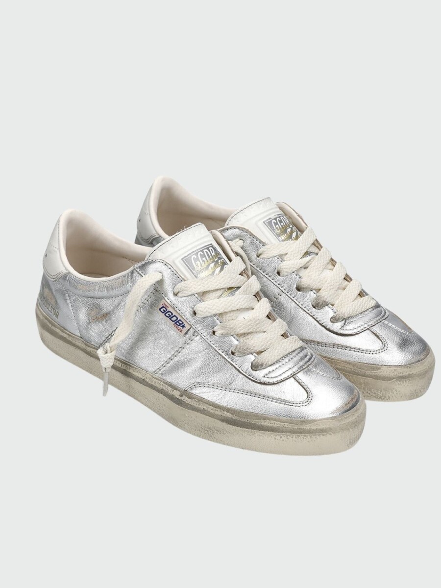 Golden Goose-Championes de cuero acordonados, Soul star - Plateado 