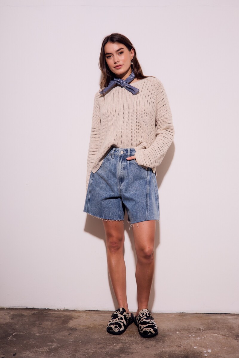 Sweater Texturado Lurex Beige Melange