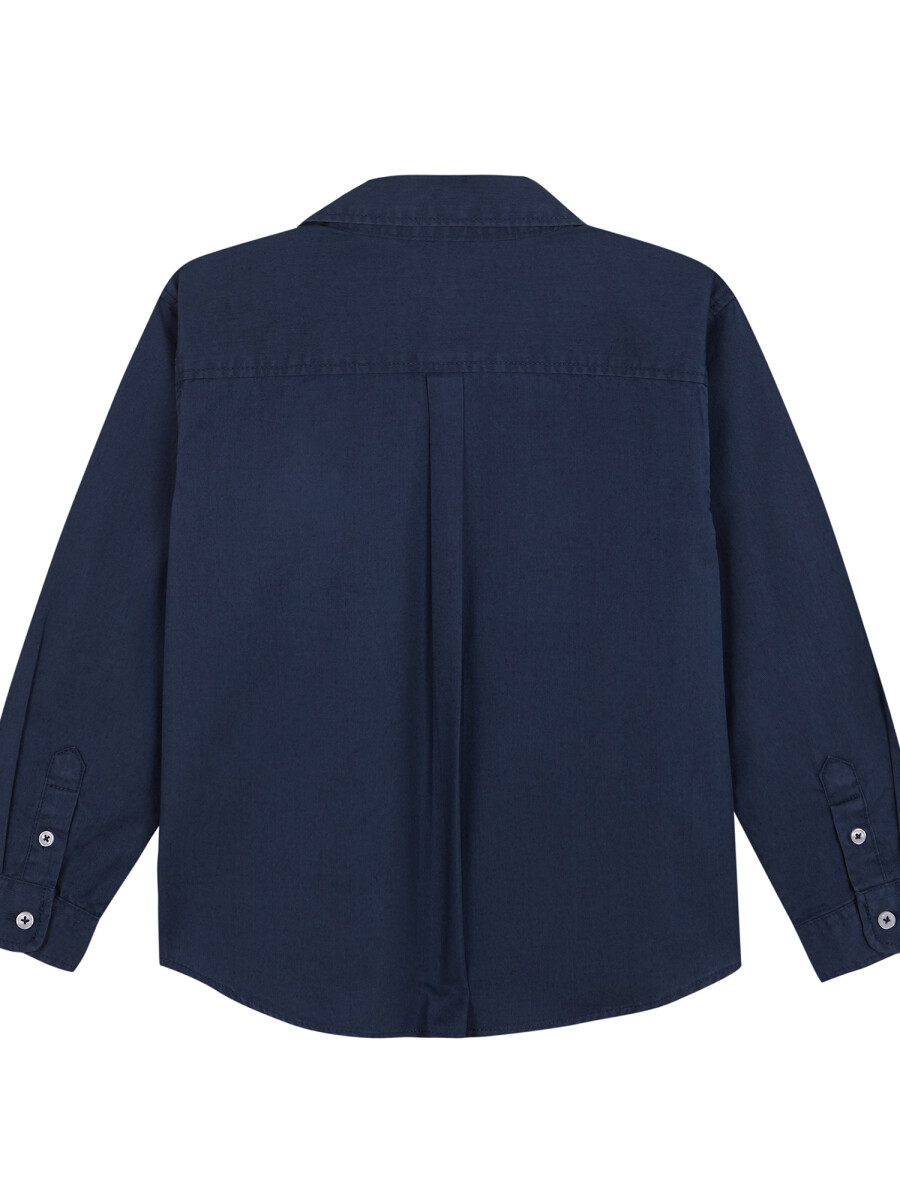Camisa Con Bolsillos Azul Medio Oscuro