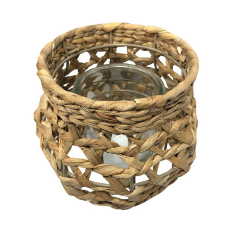 Candelabro Mimbre con Frasco Vidrio 20 x 15 cm