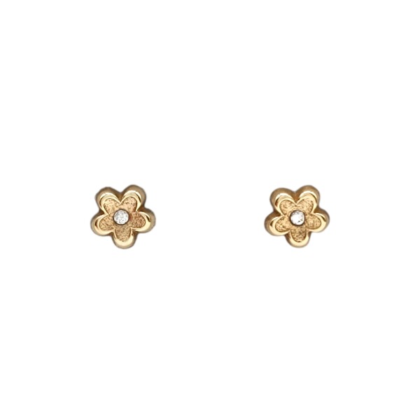 Caravanas Flor de oro - Oro bajo -Zirconia - CA8058 conpiedra