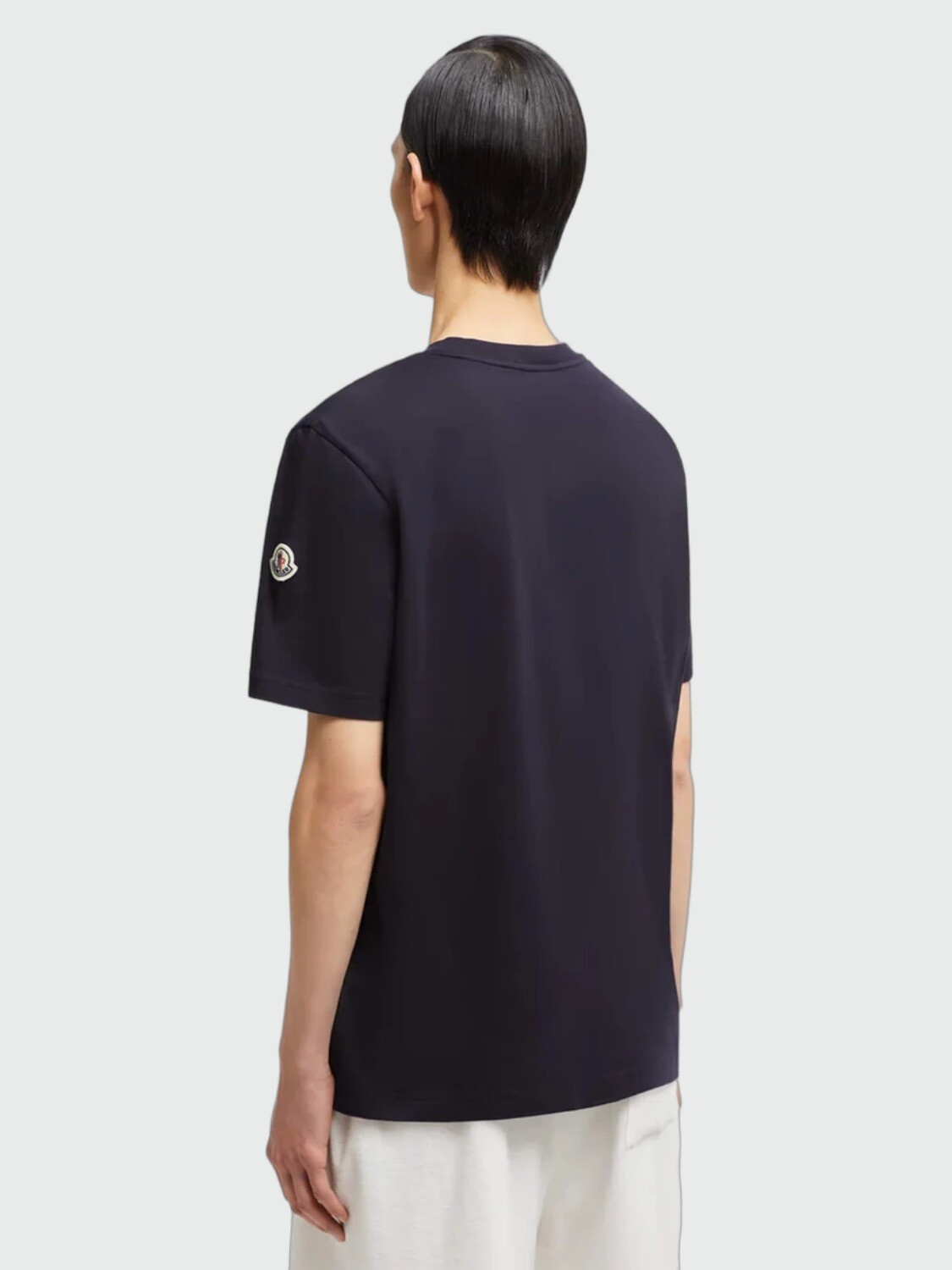 Moncler - Remera de Algodón Logo Azul Oscuro