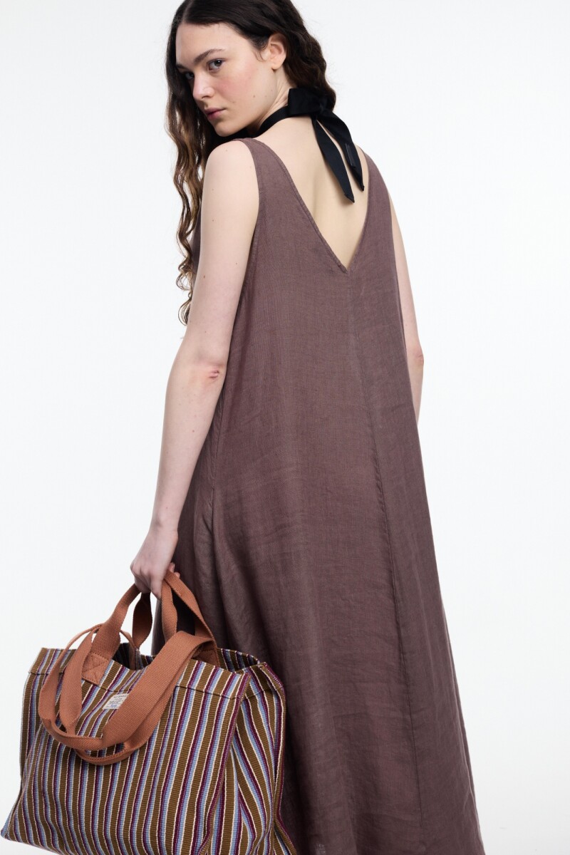 VESTIDO ESCOTE V Marron
