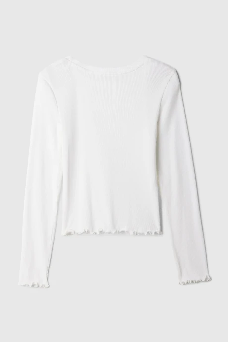 Remera Rib Manga Larga Niña New Off White