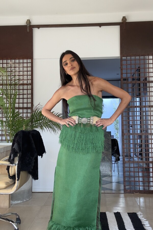 Exotic Raphia Skirt Verde Lechuga
