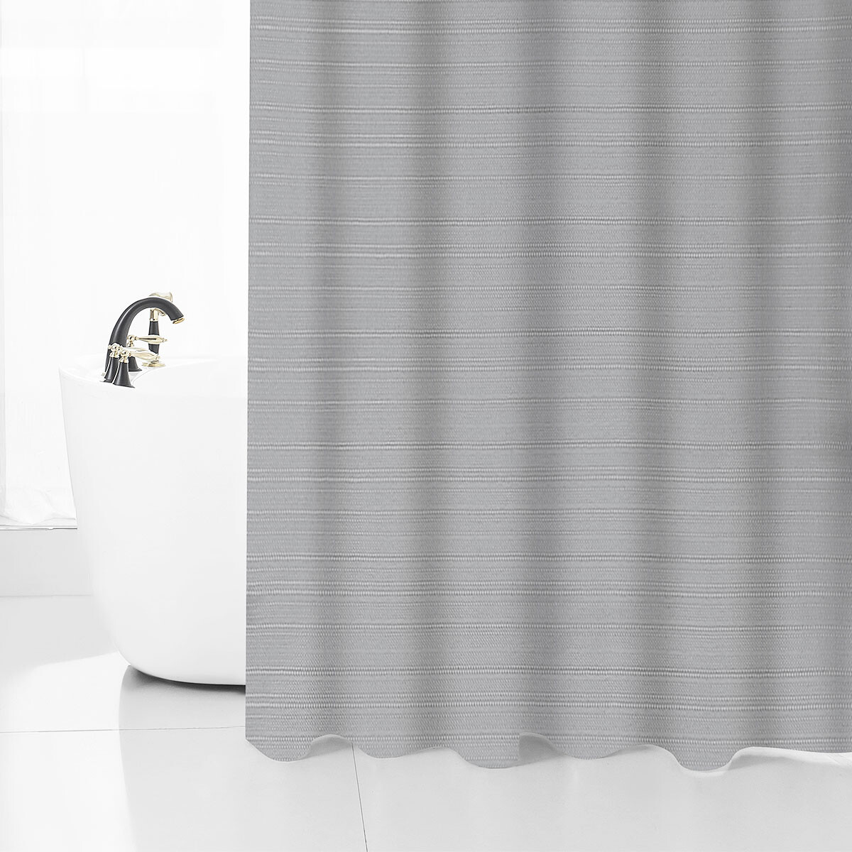 Cortina de Baño Home Class Jacquard Lisa 180 x 180 Cm. - GRIS 