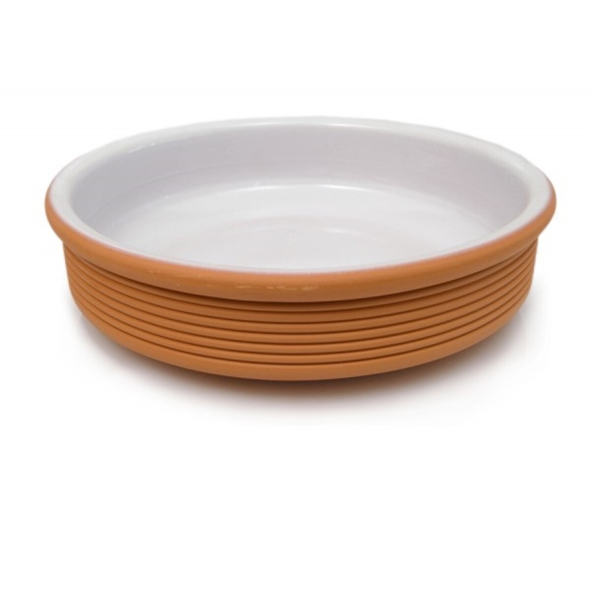 Cazuela ondulada 12 cms color natural y blanco 