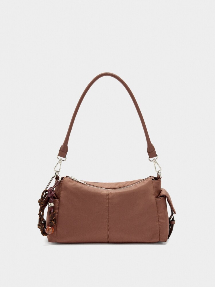 Bolso Bandolera De Nylon Con Colgante naranja