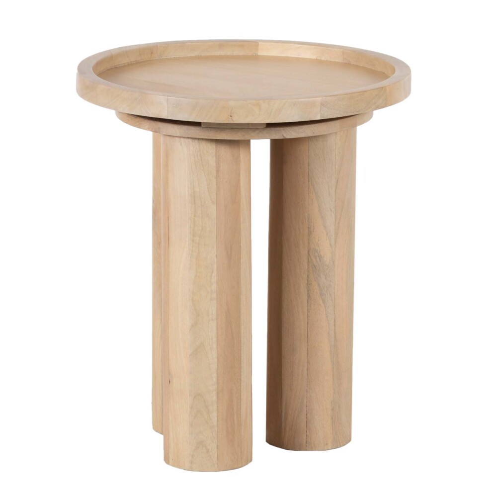 MESA AUXILIAR MDF-Y-MADERA NATURAL-BEIGE CYLINDER NATURAL