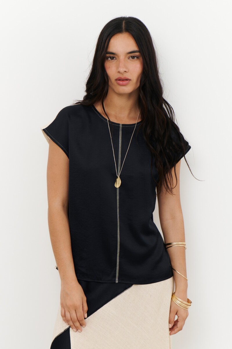BLUSA LINO SATEN NEGRO