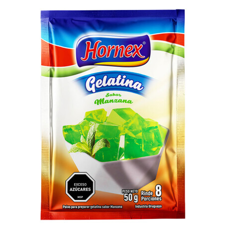 Gelatina HORNEX 50grs rinde 8 porciones Manzana
