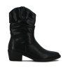 Darkness Bota De Dama Tejana Caña Baja Taco Bajo Cuadrado - Negro Negro
