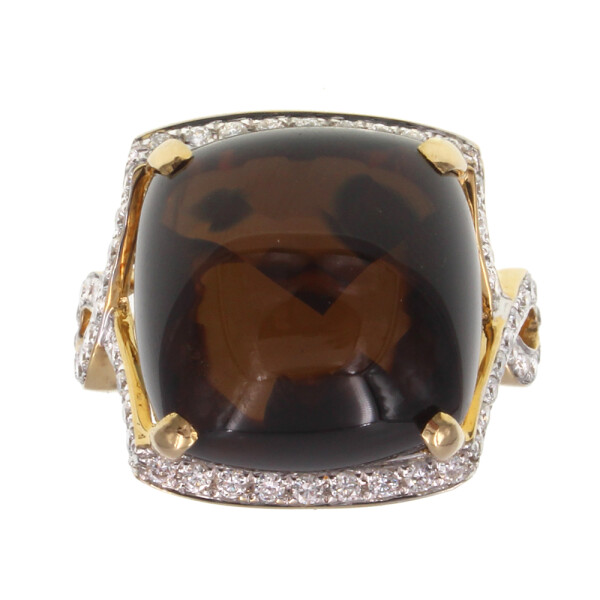 Anillo Kelly de oro amarillo 18k con brillantes y citrino Anillo Kelly de oro amarillo 18k con brillantes y citrino