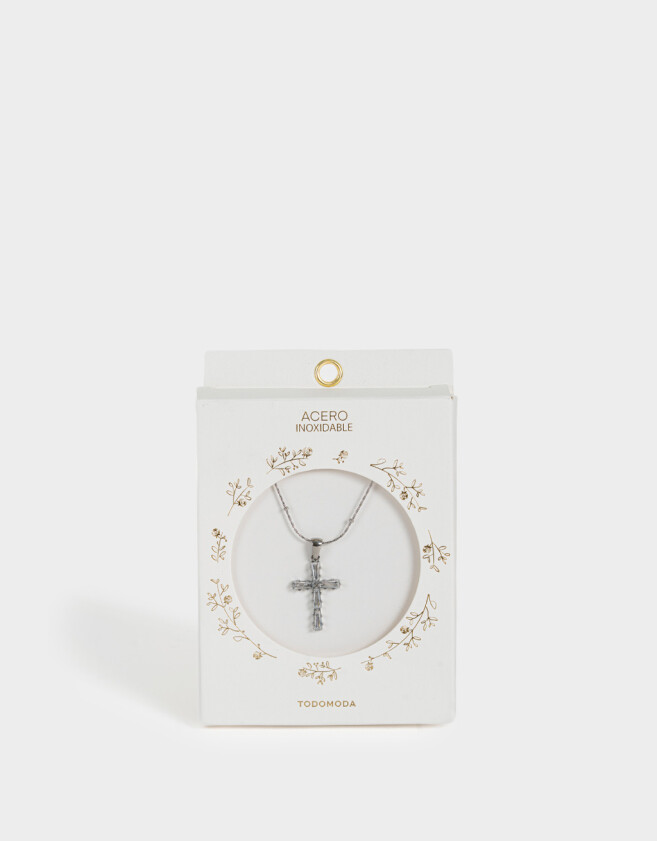 Cadena Corta con Dije Religioso Cadena Corta Con Dije De Acero Quirúrgico - Plateado