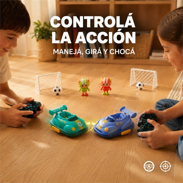 Set X2 Autos Chocadores a Control Remoto con Muñecos VERDE