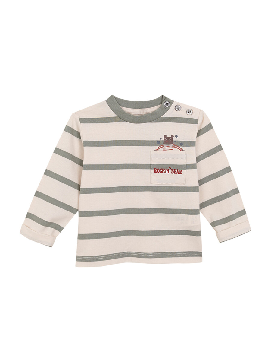 Camiseta Con Print Verde Suave