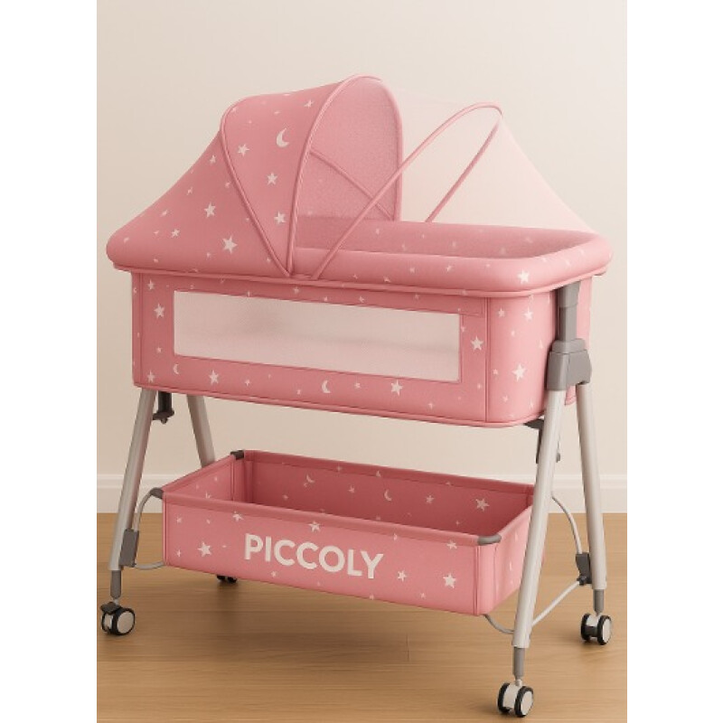 Cuna Colecho Moises Con Ruedas Y Mosquitero Bebe Rosa