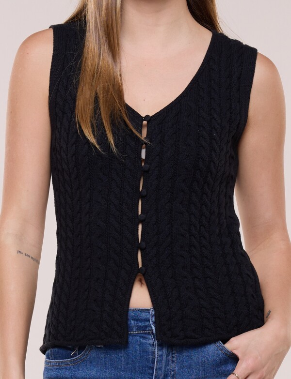 Chaleco Tejido Trenzado NEGRO