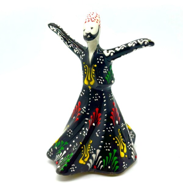 Derviche danzante cerámica pintado Negro