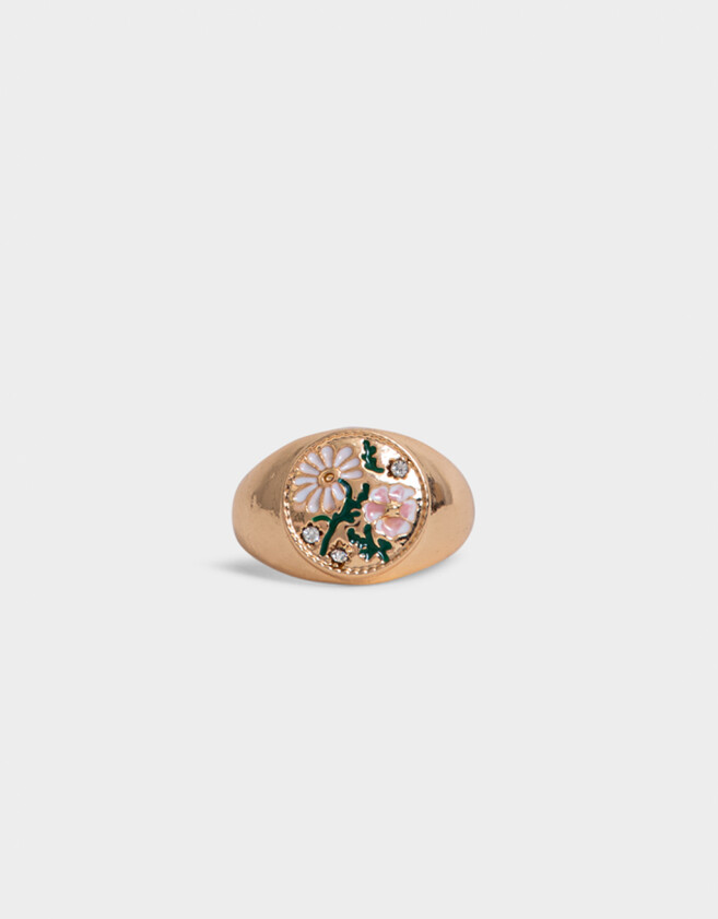 Anillos Medianos y Grandes Con flores Anillo Con Flores - Dorado