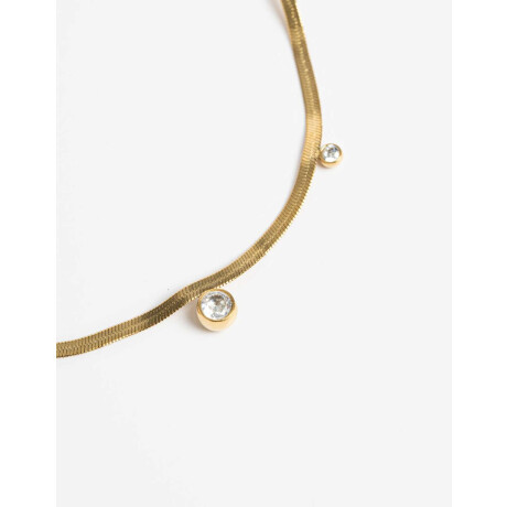 Collar De Acero Con Cubic Dorado