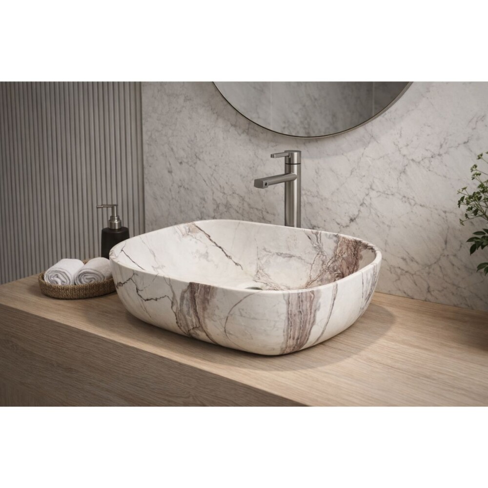 Bacha de apoyo Semi Oval 48x39 cm calacata mate Dmc Bacha De Apoyo Semi Oval 48x39 Cm Calacata Mate Dmc