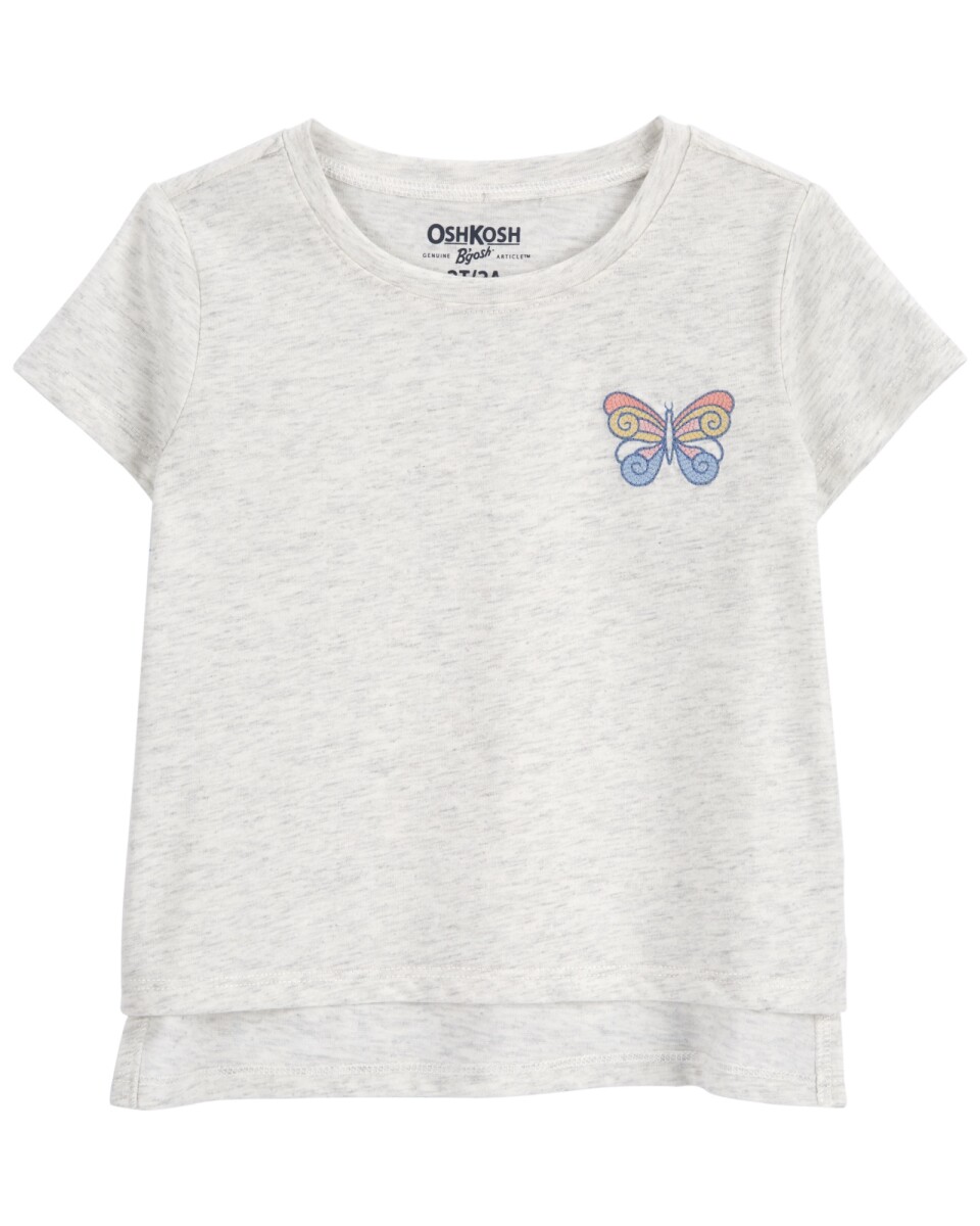 Remera de algodón con bordado mariposa 