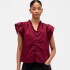 V-FLUTTER SLV EYELET YOKE TOP RED DELICIOUS