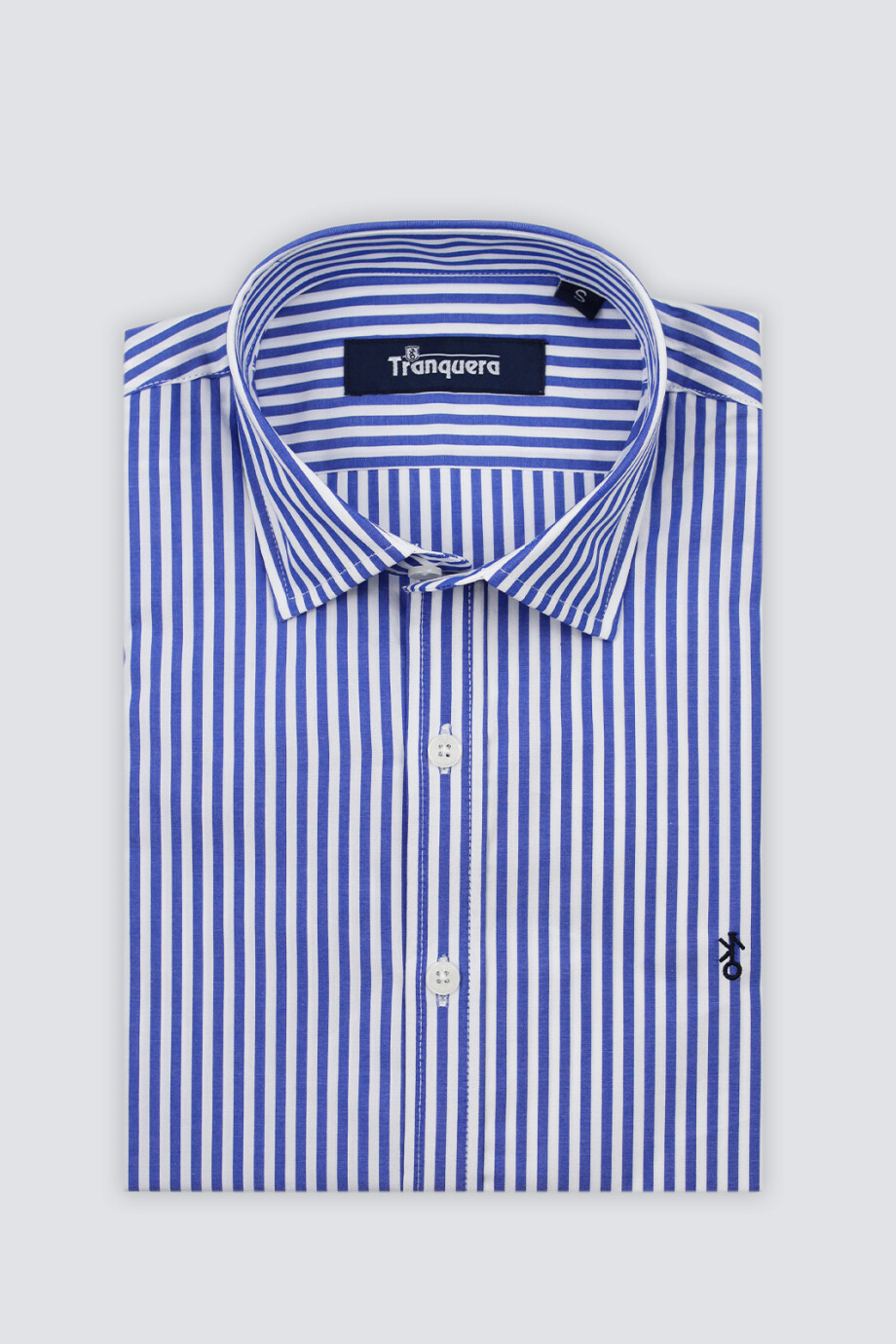 Camisa de Hombre Premium Cuello s/Botones Raya Azul 1