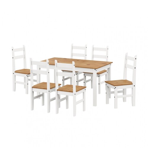 Juego De Comedor Lucia Plus 6 Sillas - Madera - Blanco Juego De Comedor Lucia Plus 6 Sillas - Madera - Blanco
