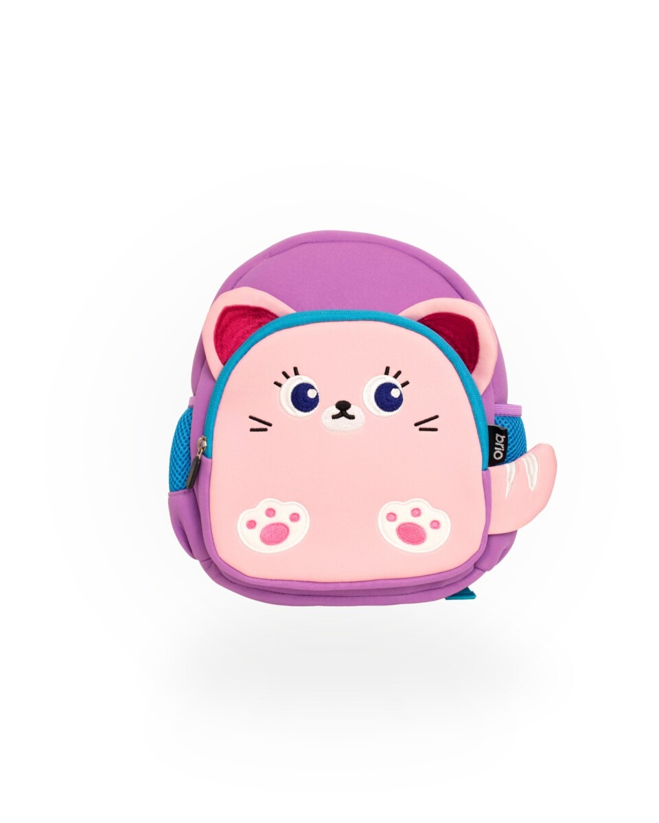 Mochila Infantil brio neopreno con bolsillos frontales y laterales - Gatito 