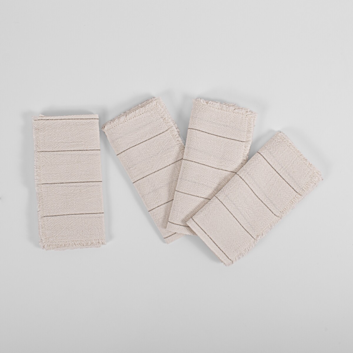 Set x4 Servilletas 50x50 con Flecos Laos - Rayitas Beige 