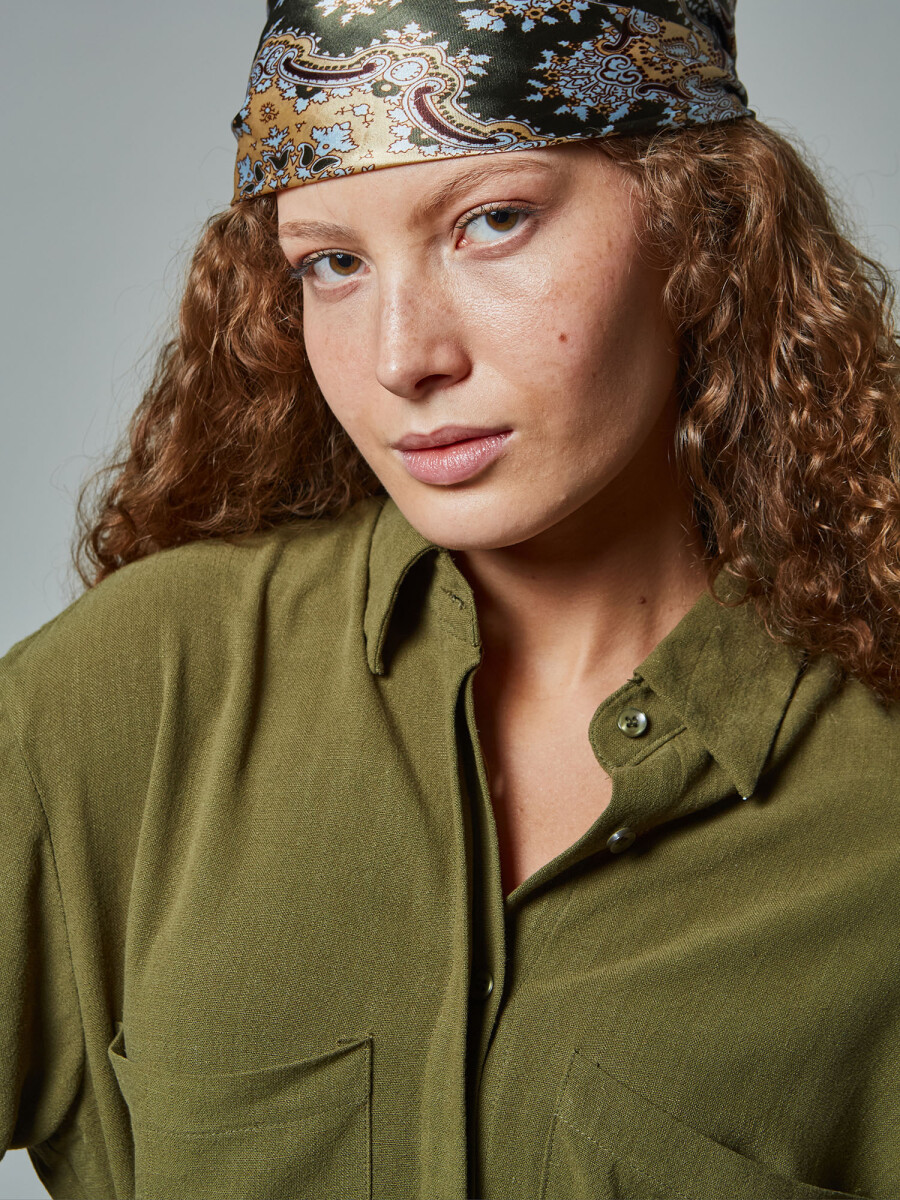 Camisa lino oversize - oliva 