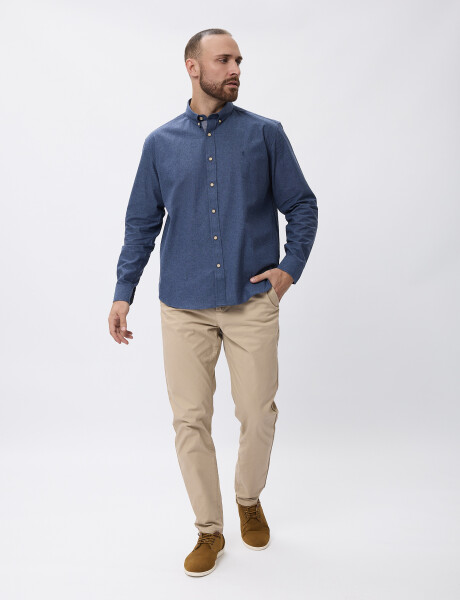 Camisa m/l tramada azul