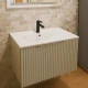 Mueble Baño En Mdf Laqueado 61X39.5X38Cm Beige Mate C/Bacha Loza GAMAS DE BEIGE