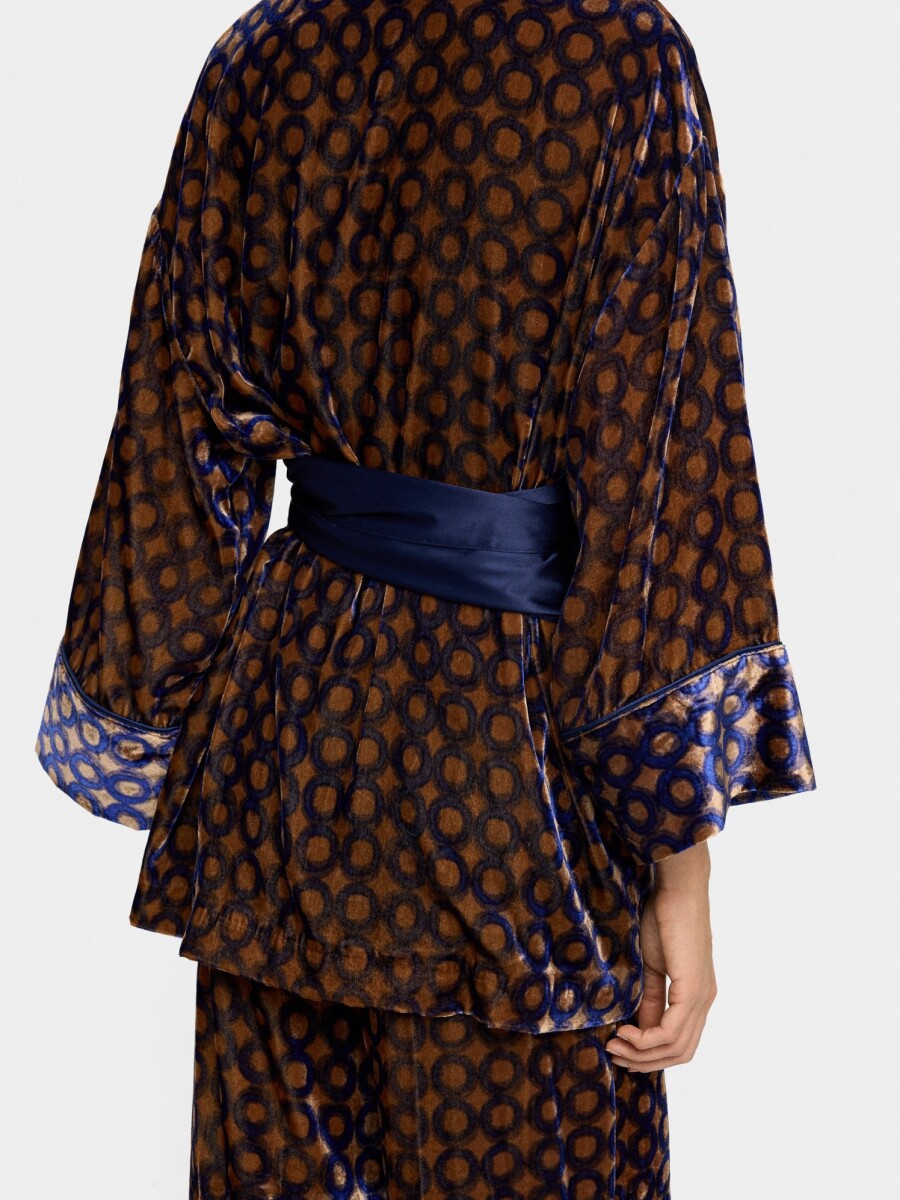 Kimono Aterciopelado Estampado De Círculos multicolor