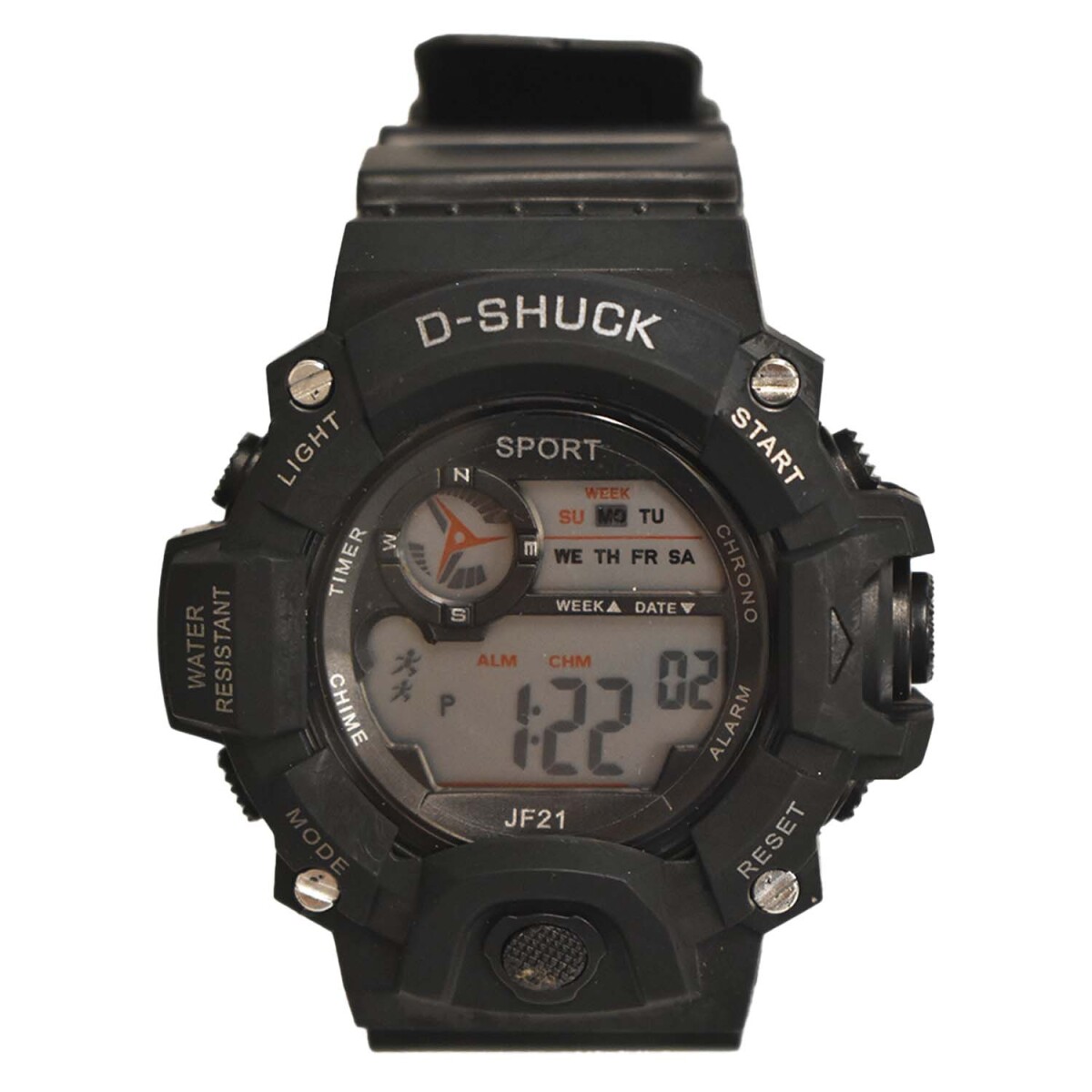 Reloj Deportivo de Pulsera Waterproof Pantalla Luz p/ Hombre - Negro 