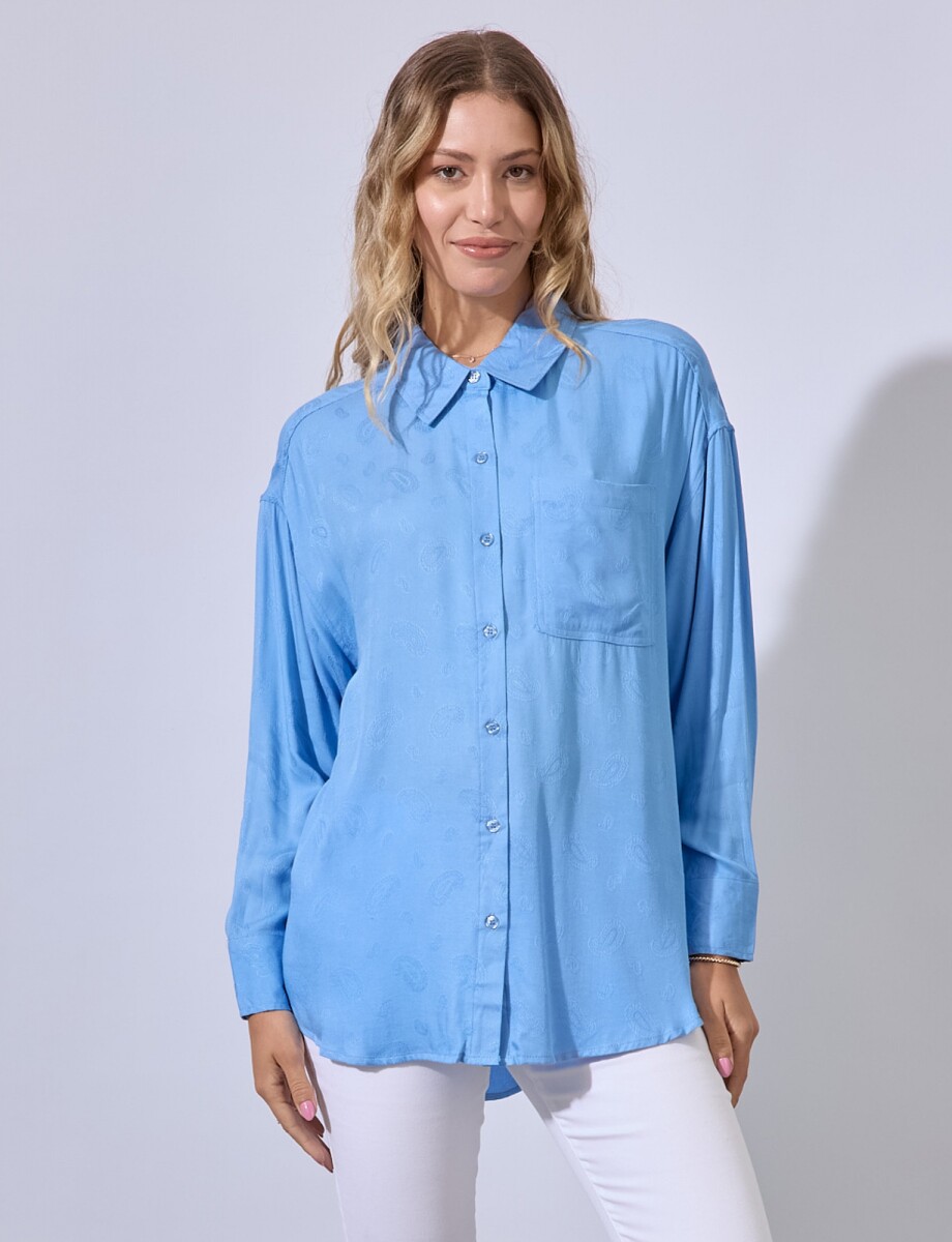 Camisa Bordada - Azul 