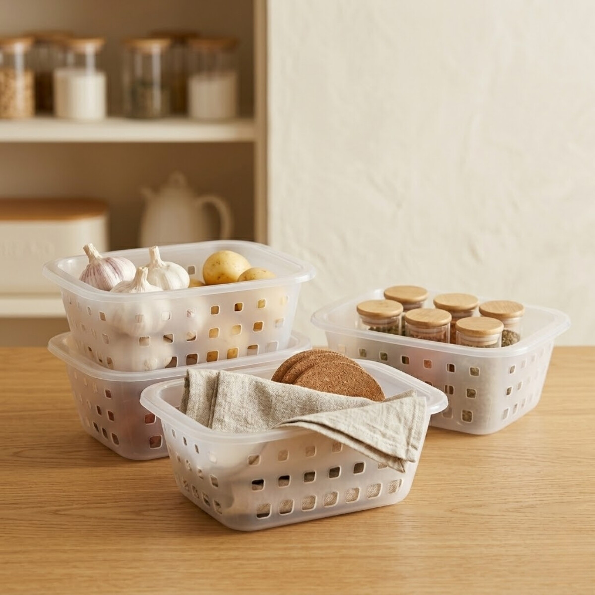 Set x4 Cesto pequeño 1,4 lts - TRANSPARENTE 