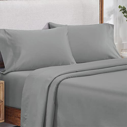 Juego Sábanas 1 Plaza Home Class Lisas 180 Hilos 100% Algodón GRIS