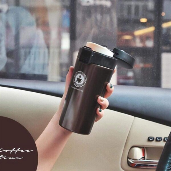 Vaso Térmico 500ml C/ Tapa Abre Facil Cafe Te Agua Y+ Variante Color Marrón