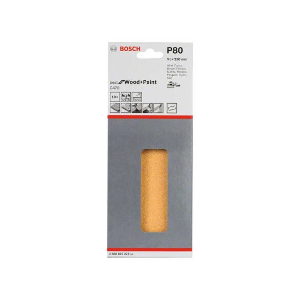 10 Lijas p/madera/pintura grano 80 93x230mm Bosch BS4433