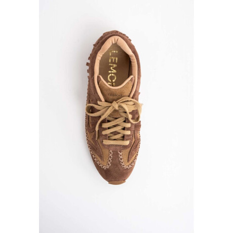 Zapatilla Gamuza Combinada C Flecos Camel