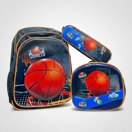 Set Mochila Lonchera Cartuchera Escolar 3 Piezas Azul Oscuro