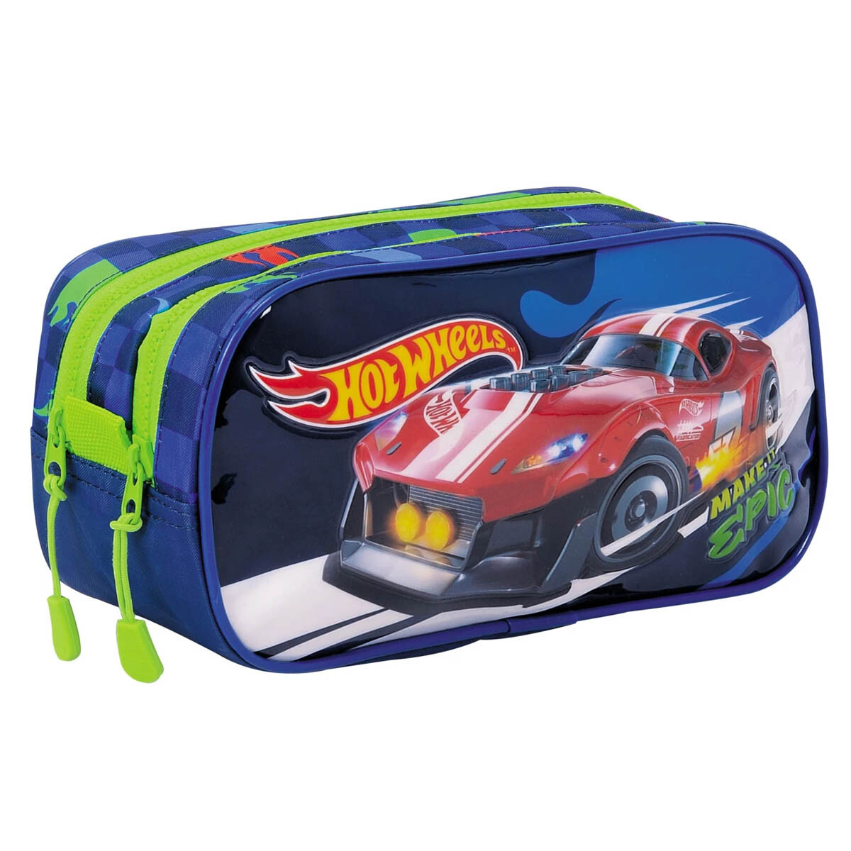 Cartuchera Hot Wheels Original Doble Cierre Escolar - Azul 