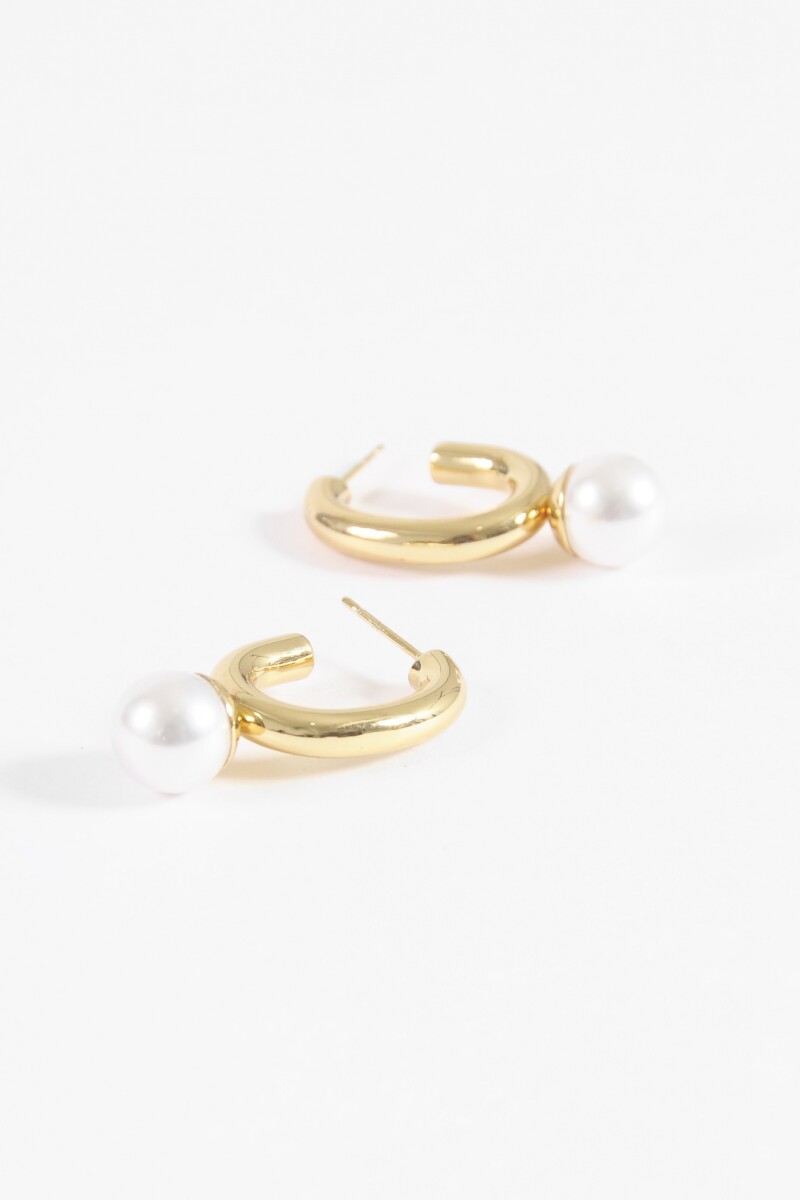 Aros acero dije perla dorado