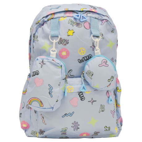 Mochila Escolar Diseño Infantil para Laptop con 2 Monederos Celeste