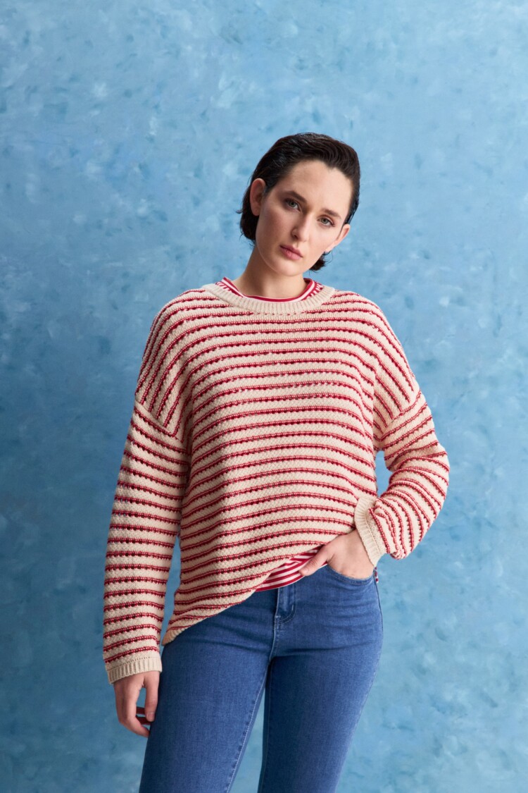 SWEATER IRENE Blanco/Rojo