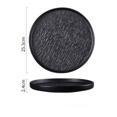 Fuente de Presentación Cerámica Negra - Línea Black Stone – Ø25.3 x 2.4cm Fuente de Presentación Cerámica Negra - Línea Black Stone – Ø25.3 x 2.4cm