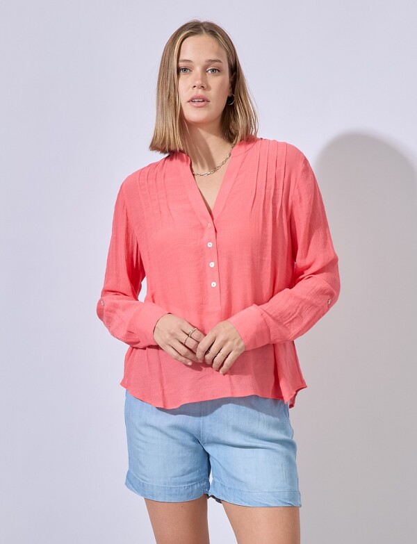 Blusa Gasa Plisada CORAL